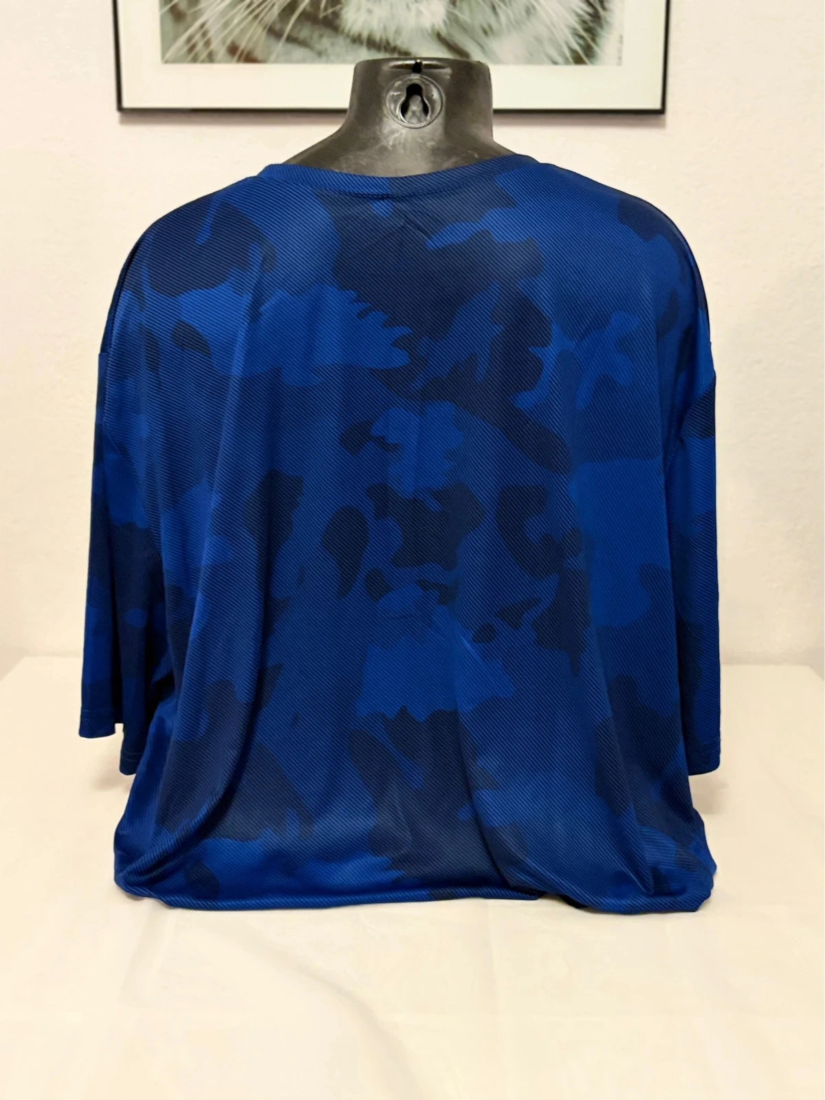 Blue camouflage technical t-shirt 100% polyester short sleeves men's XXL new with tag – photo 5